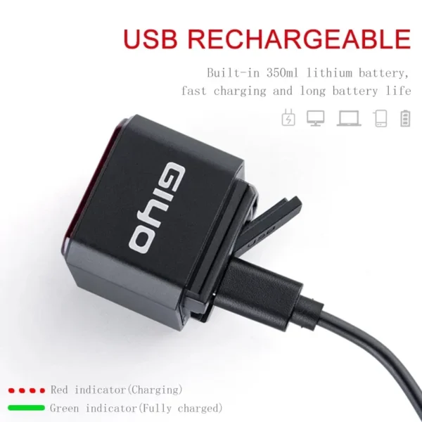 Giyo Smart Bicycle Brake Tail Light USB Charging - Baiskeli Centre